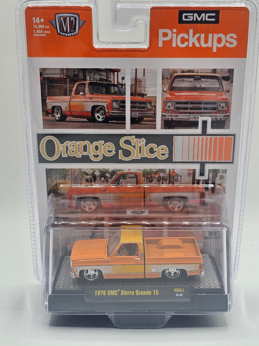 M2 Machines 1976 GMC Sierra Grande Orange Slice 1:64 Die-Cast