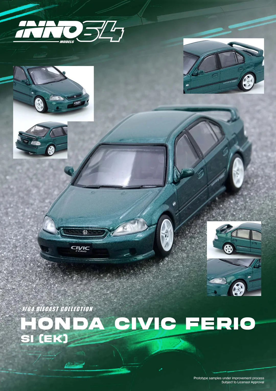 Inno64 Honda Civic Ferio Si EK - Green Metallic (RHD)
