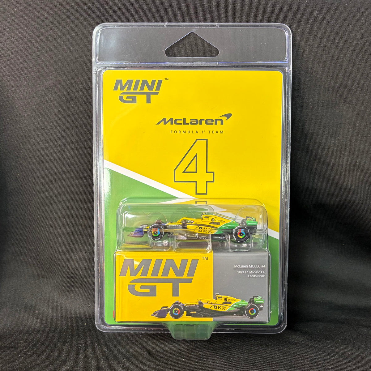 Mini GT #1164 McLaren MCL38 No. 4 Lando Norris 2024 Formula 1 Monaco Grand Prix