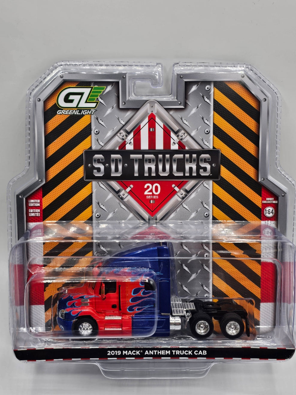 2019 Mack Anthem Truck Cab Red/Blue Diecast 1:64 Scale Model - Greenlight