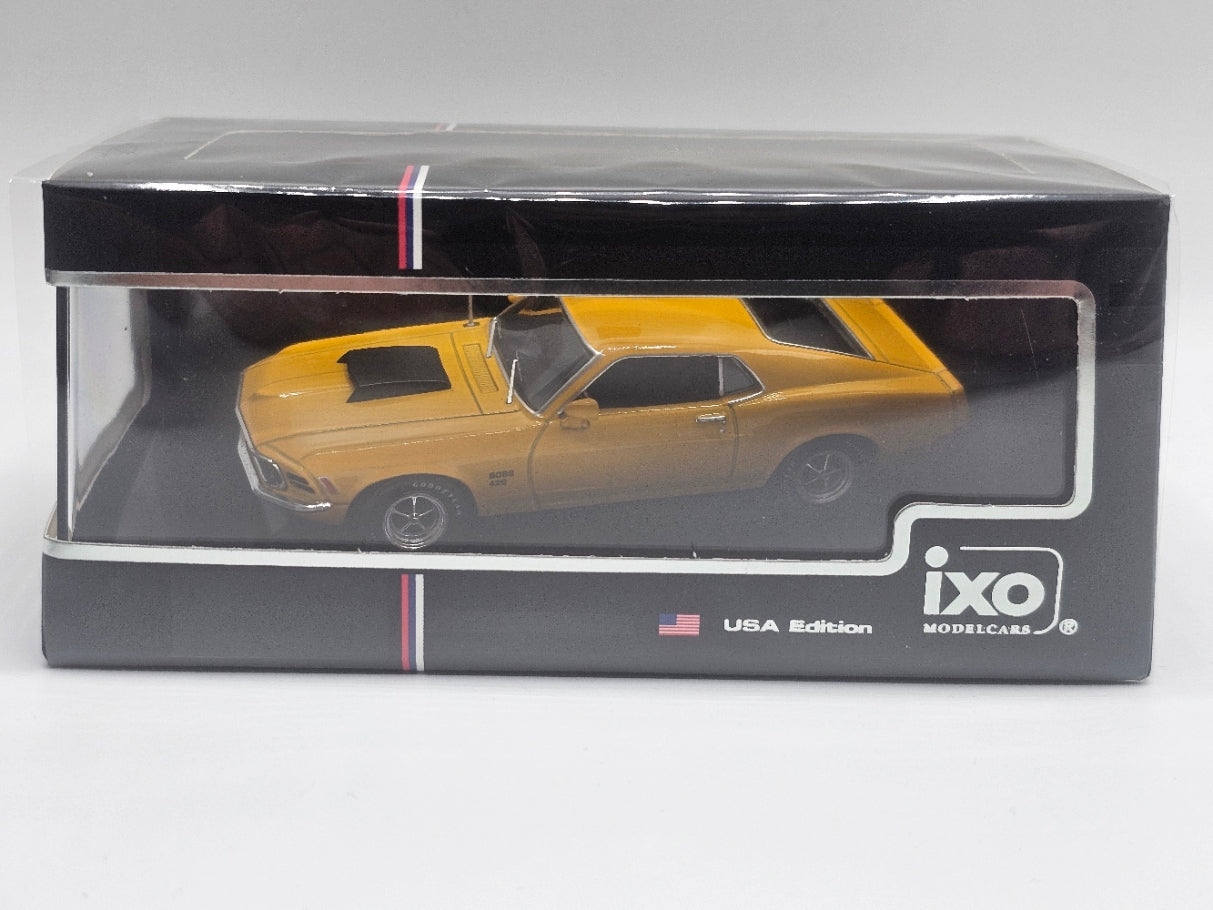 IXO Models 1970 Ford Mustang Boss 429 - Yellow - 1:43 Scale Die-Cast Collectible