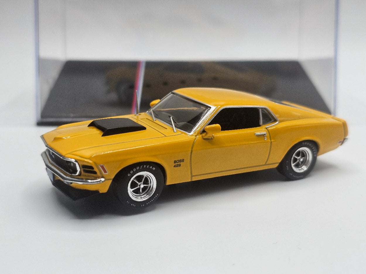IXO Models 1970 Ford Mustang Boss 429 - Yellow - 1:43 Scale Die-Cast Collectible