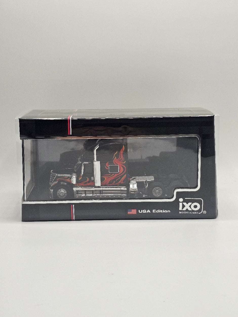 2002 Peterbilt 379 Custom Truck Tractor Black with Flame Graphics