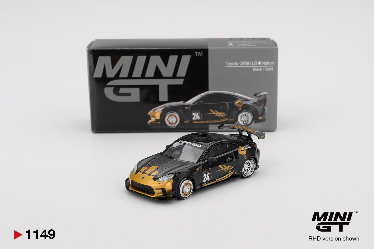 Toyota GR86 LB Nation Black/Gold - Mini GT 1:64
