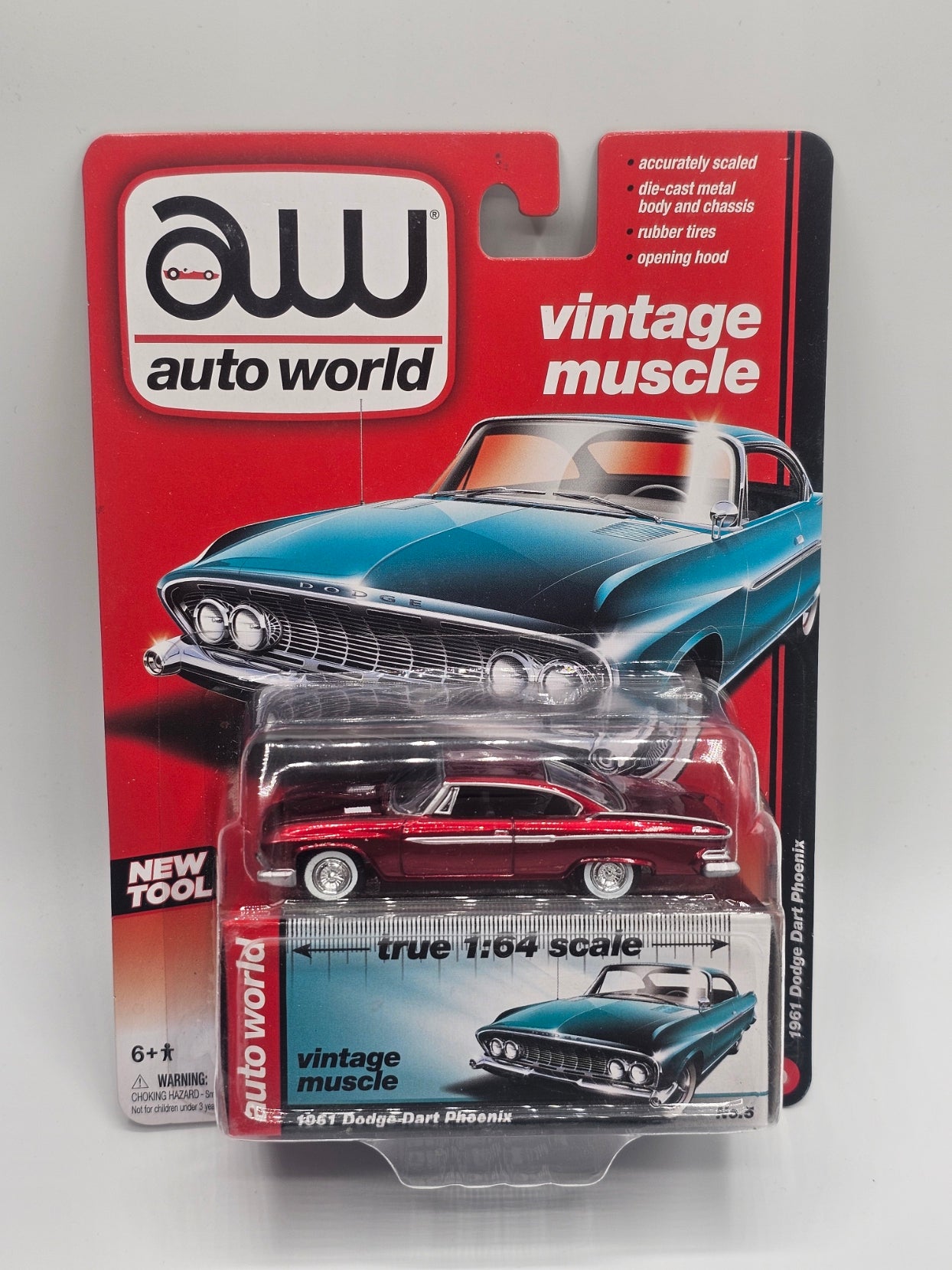 Auto World Vintage Muscle 1961 Dodge Dart Phoenix Ruby Red Chase