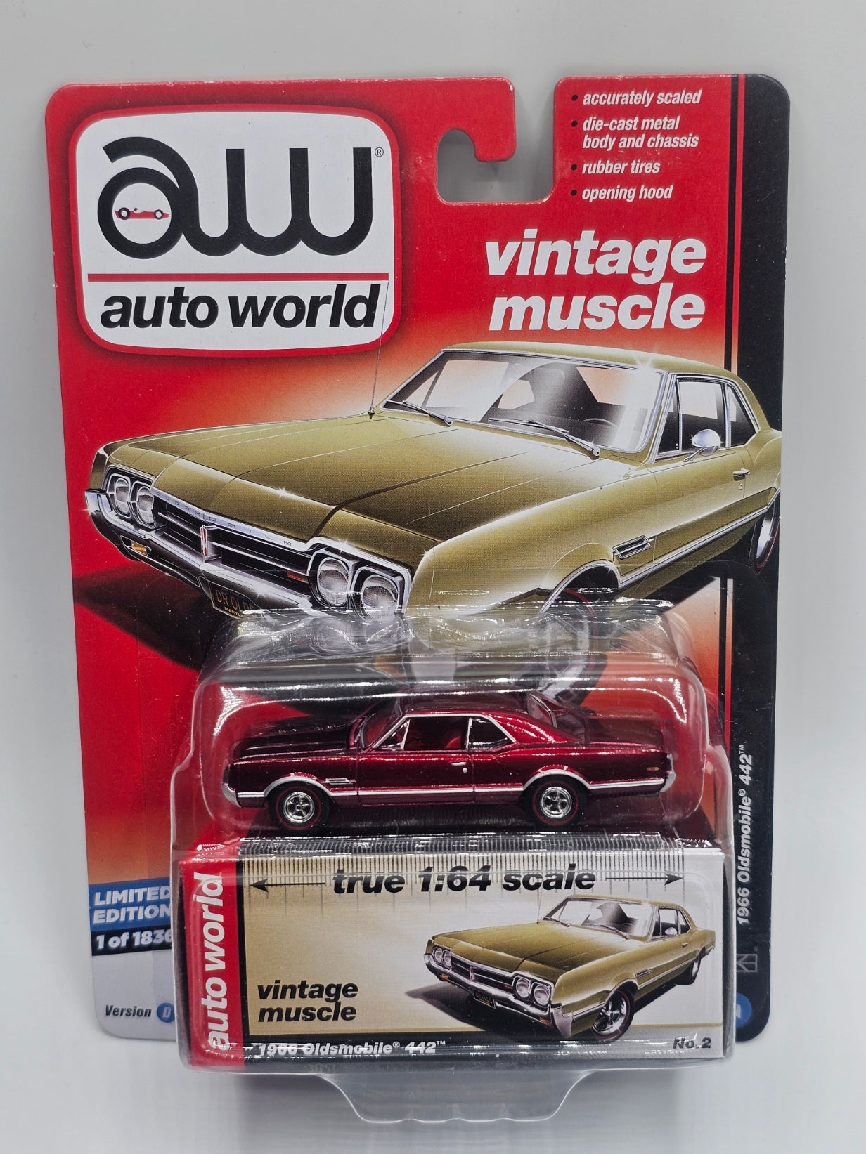 Auto World Vintage Muscle 1966 Oldsmobile 442 Ruby Red