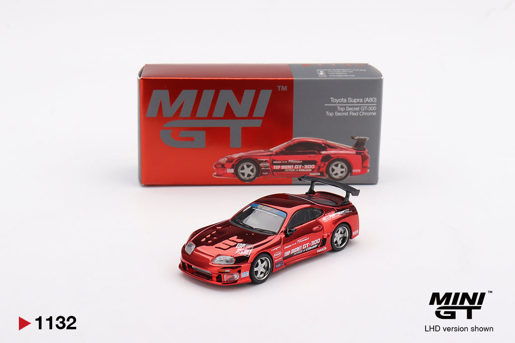 Mini GT #1132 Toyota Supra (A80) Top Secret GT-300 – Top Secret Red Chrome