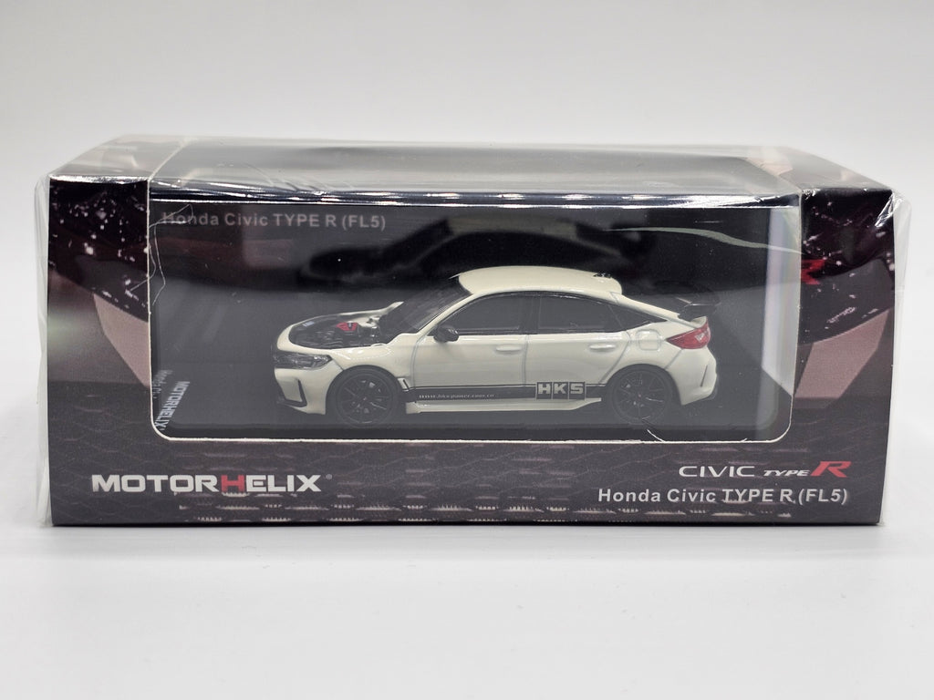 MotorHelix Honda Civic Type R (FL5) RHD "HKS" - White 1:64 Diecast Model