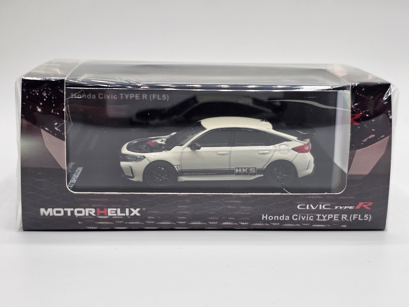 MotorHelix Honda Civic Type R (FL5) RHD "HKS" - White 1:64 Diecast Model