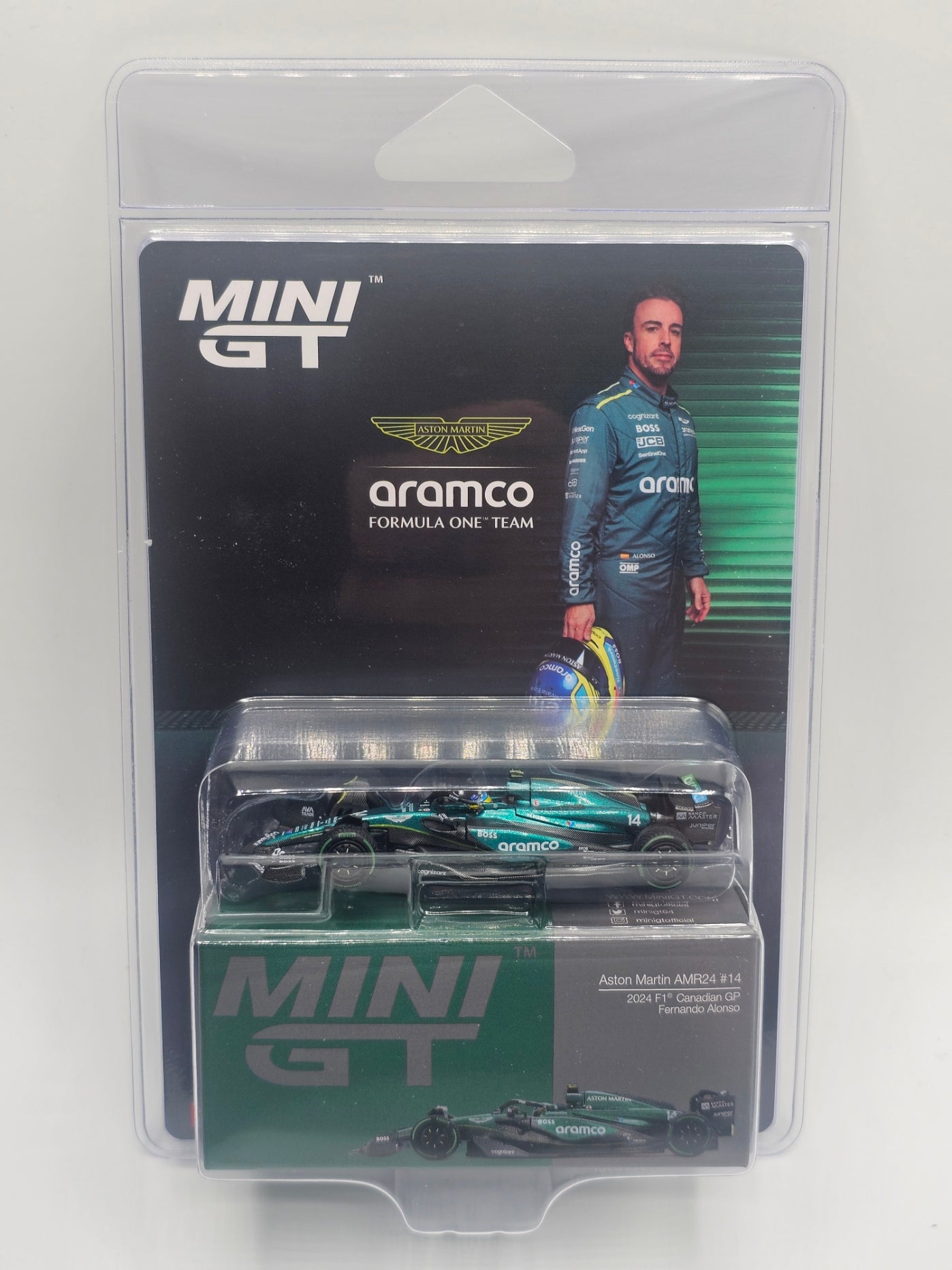 Mini GT 1113 1:64 Aston Martin AMR24 #14 Fernando Alonso 2024 F1 Canadian Grand Prix