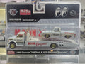 M2 Machines 1968 Chevrolet C60 Truck & 1978 Chevrolet Silverado "Mooneyes" Chase — White/Silver w/ Gold Rims (150z)