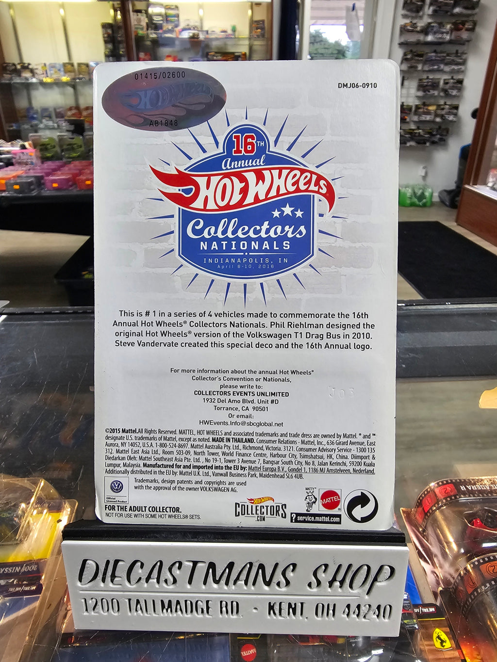 Hot Wheels 16th Annual Collectors Nationals Volkswagen T1 Drag Bus #1415