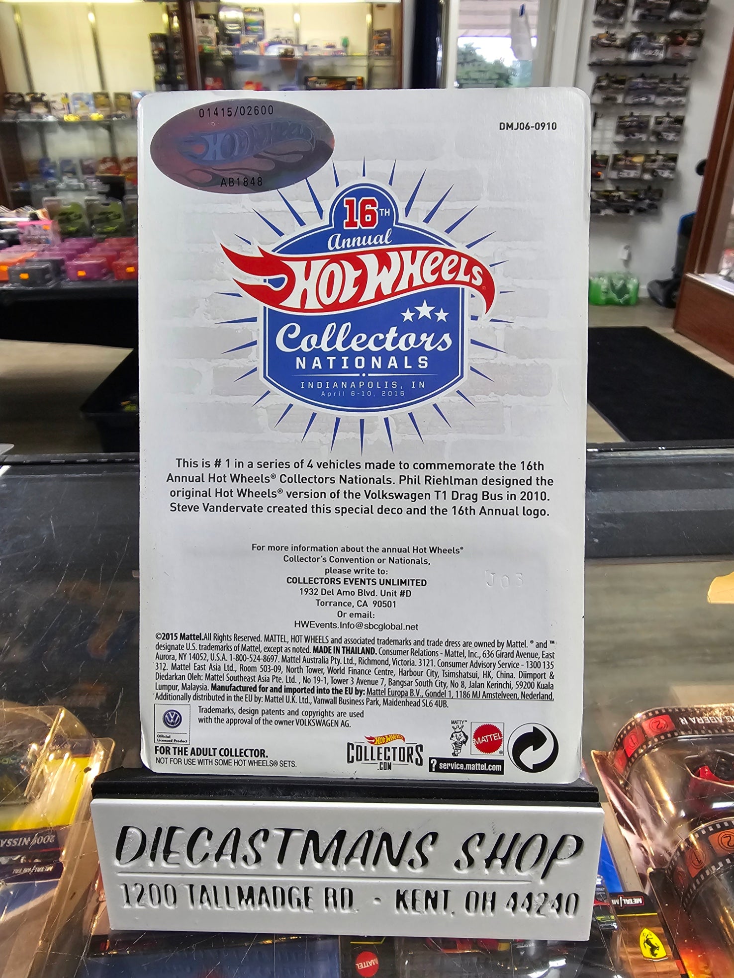 Hot Wheels 16th Annual Collectors Nationals Volkswagen T1 Drag Bus #1415