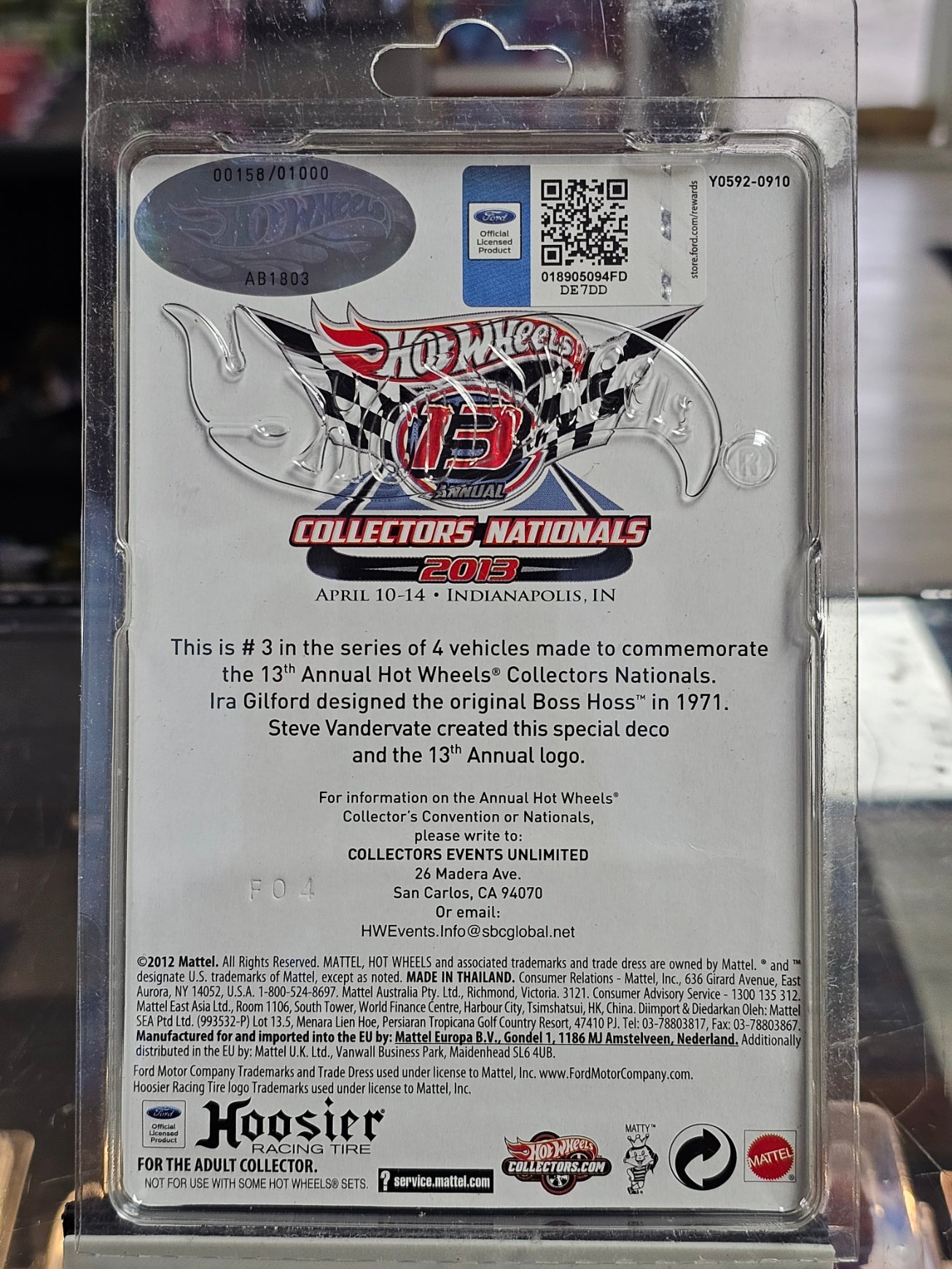 Hot Wheels 13th Nationals Convention Boss Hoss Mustang #158