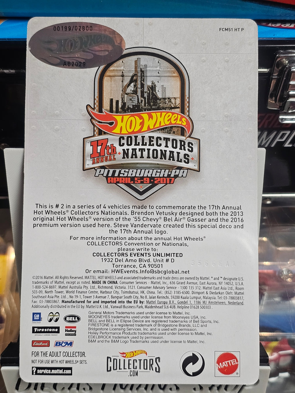 Hot Wheels 2017 Nationals Convention '55 Chevy Bel Air Gasser Wicked Gasser #199