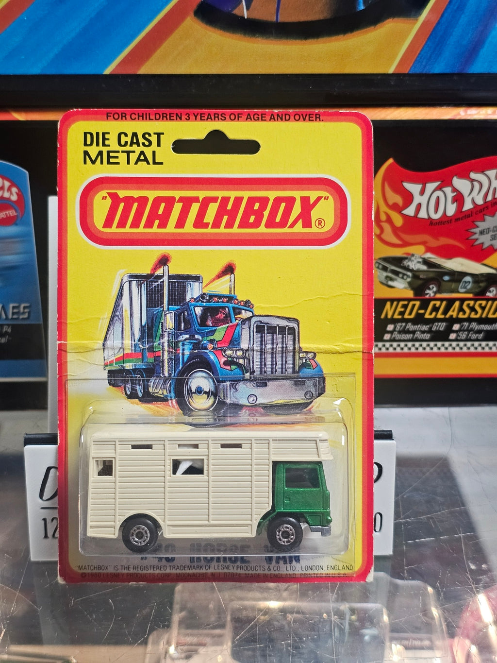 1980 Matchbox No. 40 Horse Van — Green (Damaged Card)