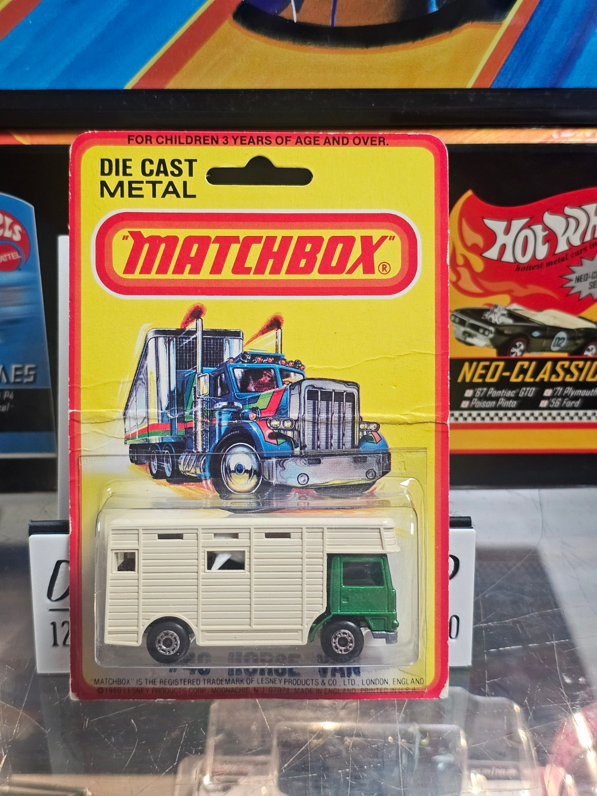 1980 Matchbox No. 40 Horse Van — Green (Damaged Card)