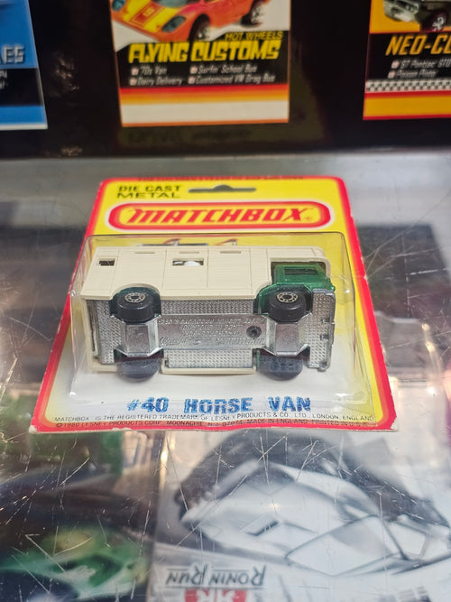 1980 Matchbox No. 40 Horse Van — Green (Damaged Card)