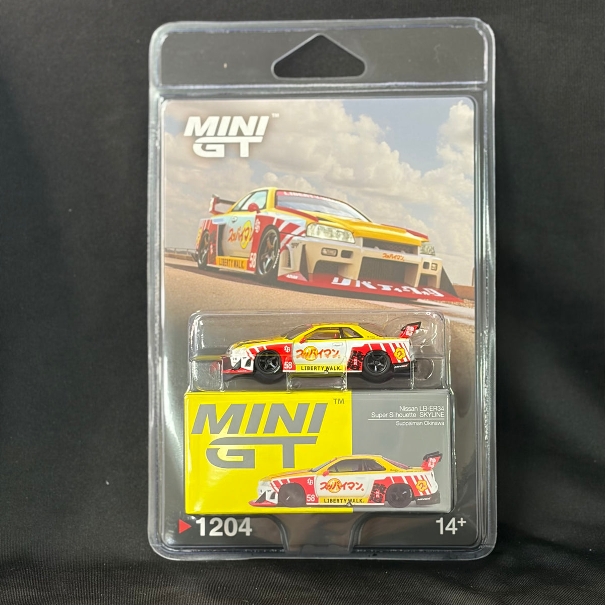 Mini GT #1204 Nissan LB-ER34 Super Silhouette Skyline – Suppaiman Okinawa