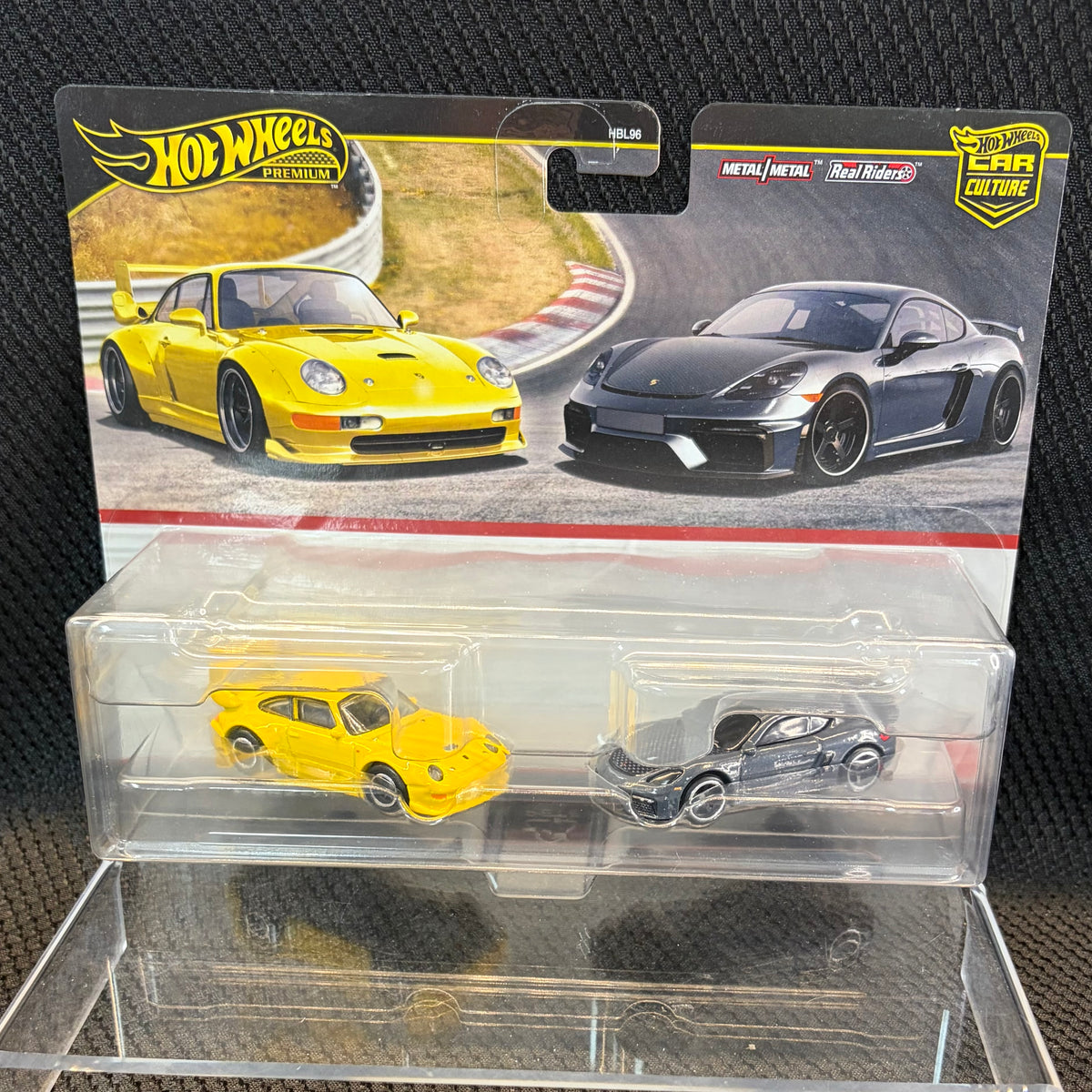 Hot Wheels Premium Porsche 993 GT2 Yellow & 718 Cayman GT4 Black