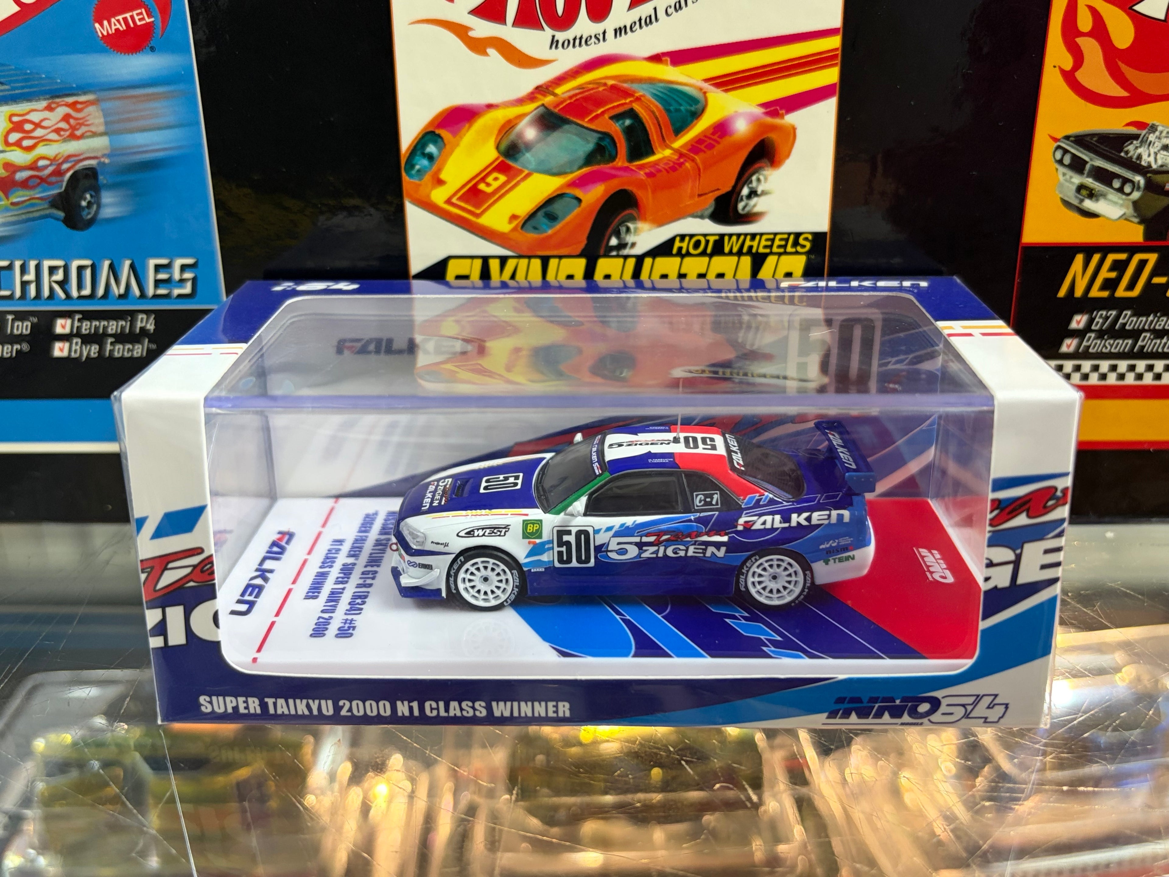INNO64 Nissan Skyline GT-R R34 #50 5Zigen Falken Super Taikyu 2000 N1 Winner 1:64