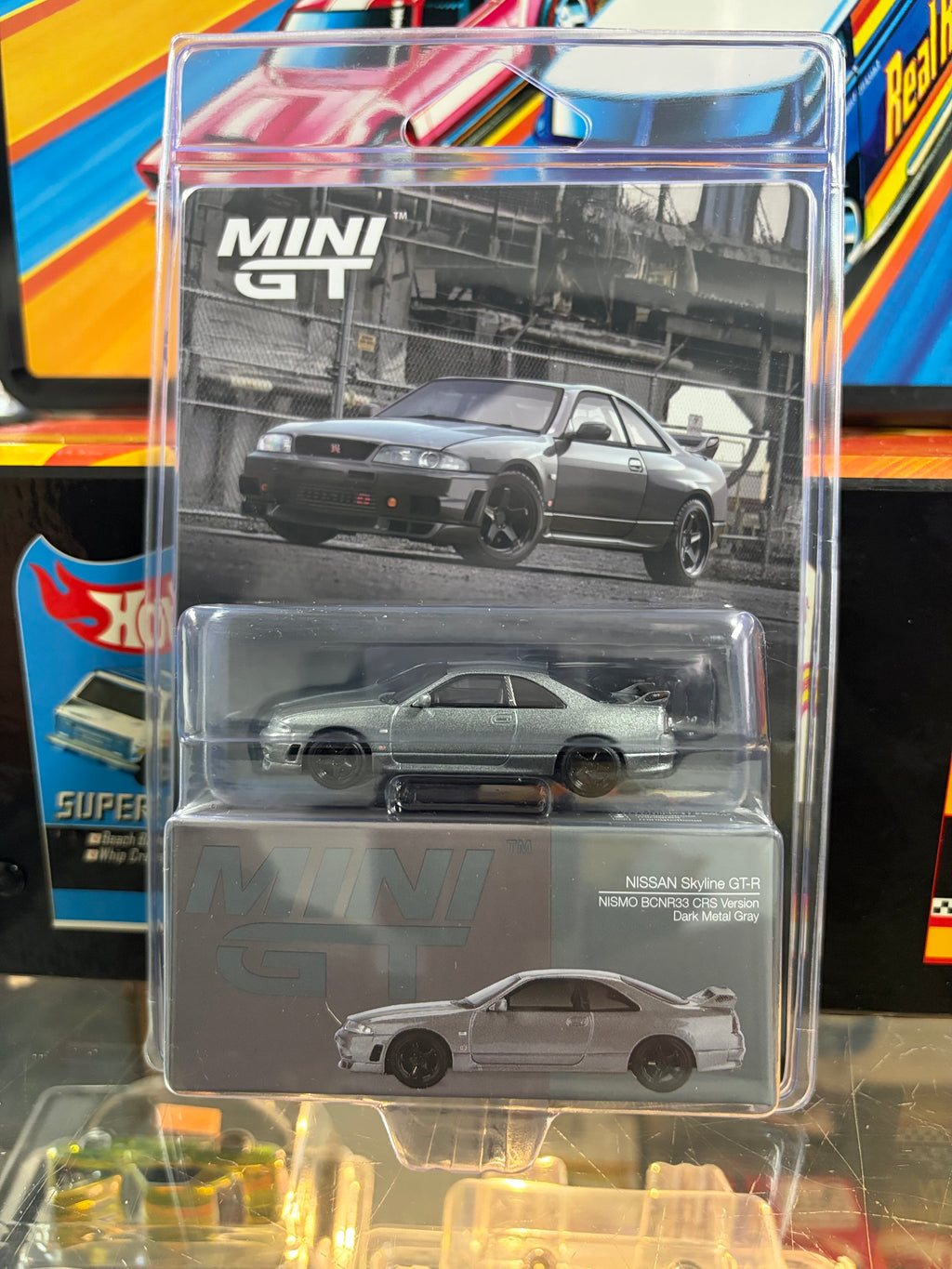 Mini GT #1128 NISSAN Skyline GT-R Dark Metal Gray (NISMO BCNR33 CRS Version)