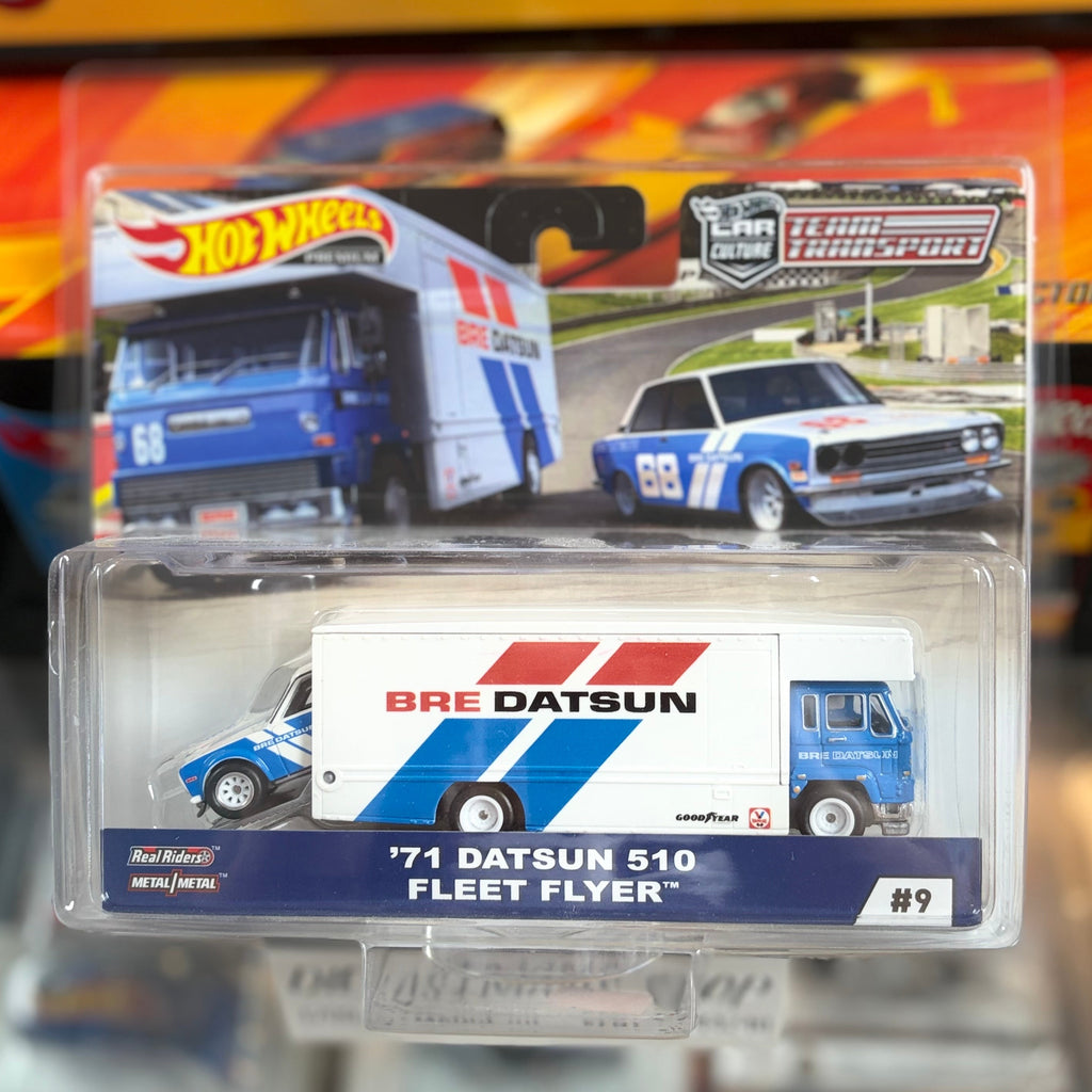 Hot Wheels Team Transport BRE 1971 Datsun 510 with Fleet Flyer