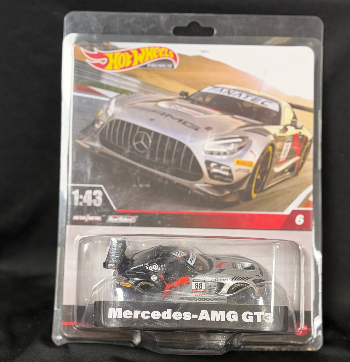 Hot Wheels Premium Mercedes-AMG GT3 #6 Black & Silver