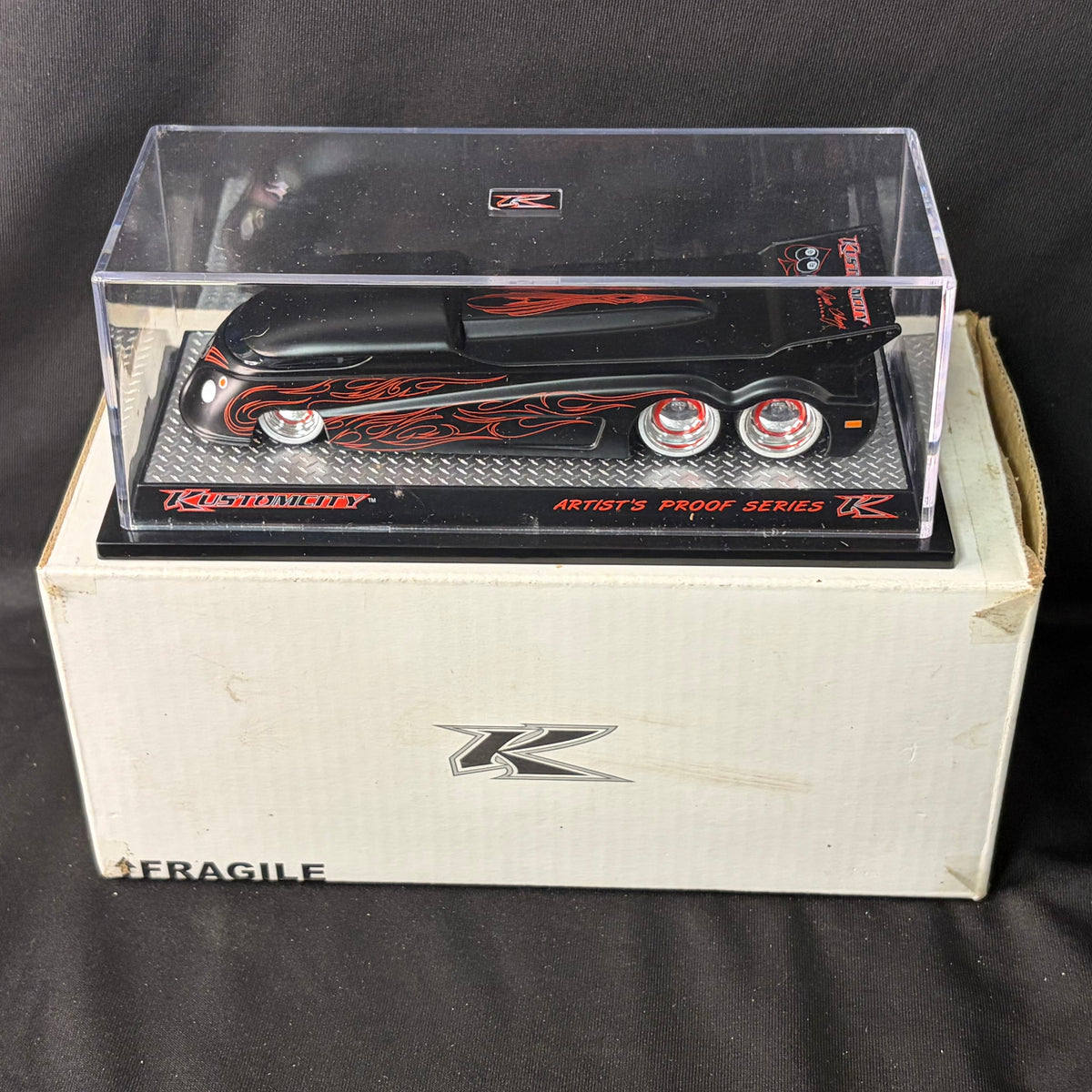 Kustomcity Artist Proof Series SS Drag Bus - Satin Black w/ Red Flames