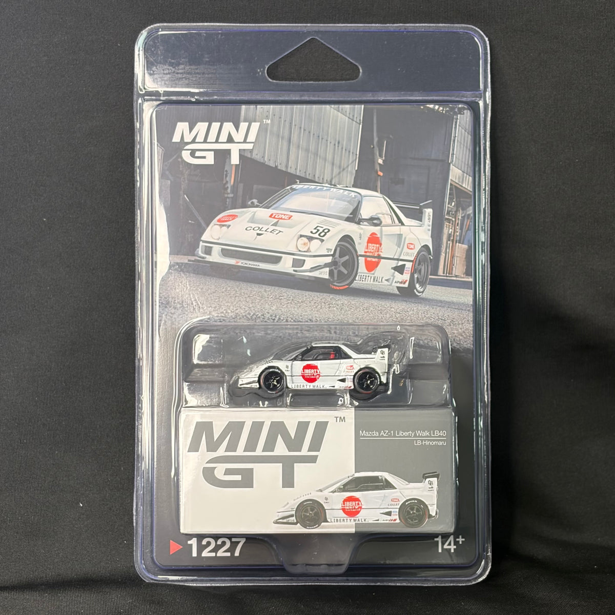 Mini GT #1227 Mazda AZ-1 Liberty Walk LB40 LB-Hinomaru RHD MGT01227-BL