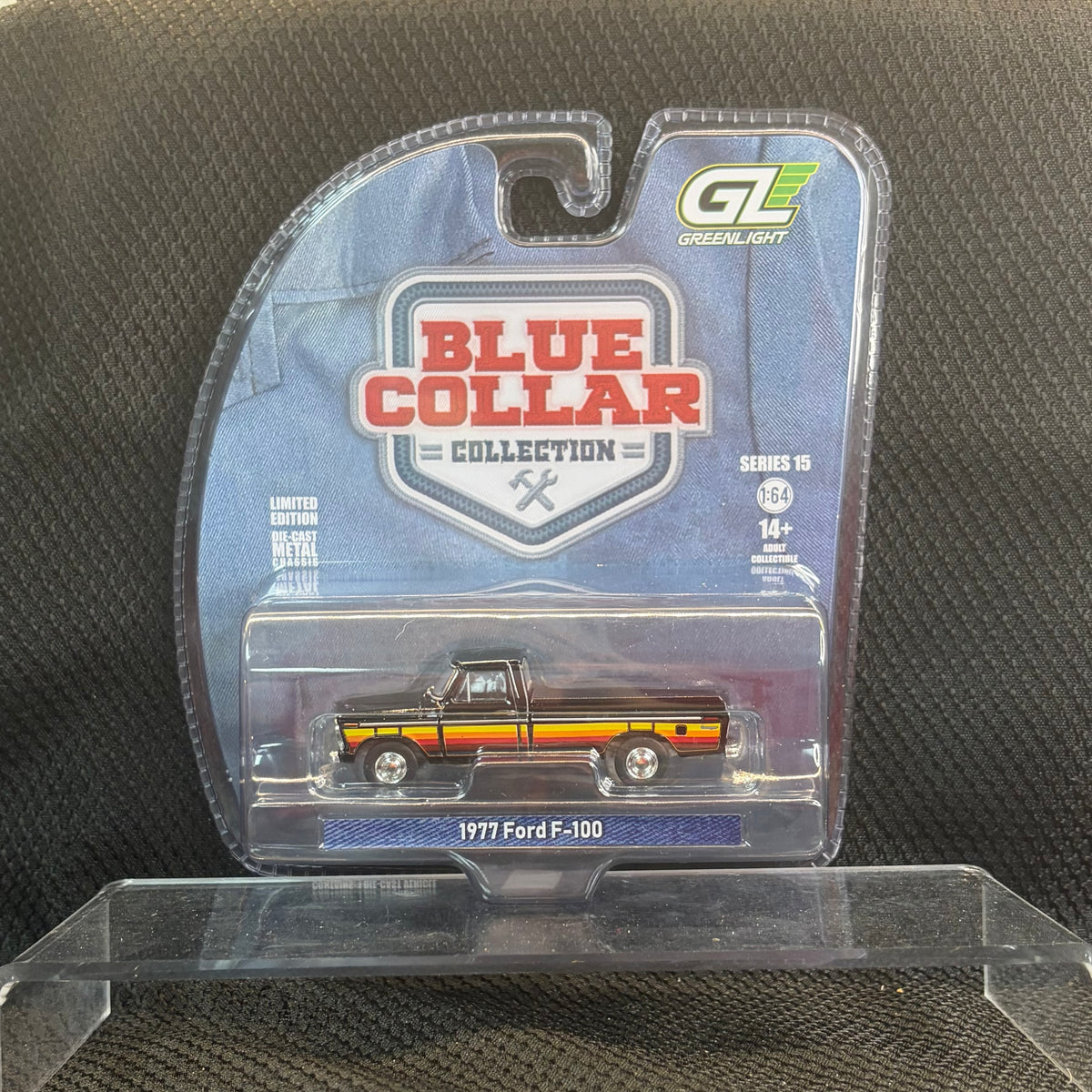 Greenlight 1977 Ford F-100 with Bed Cover Black Free Wheeling Stripes