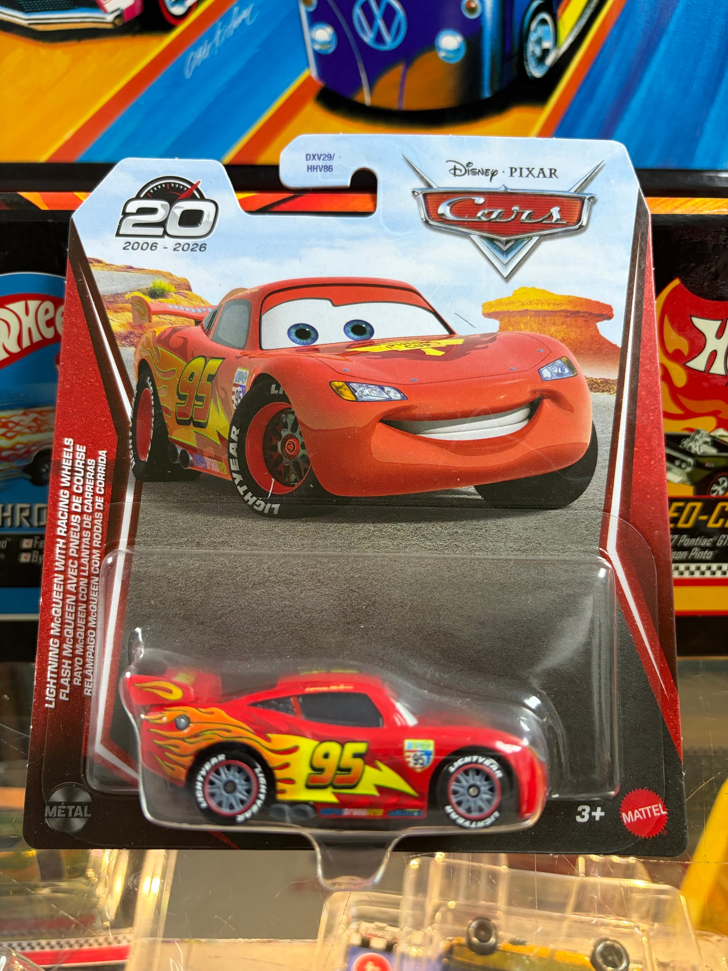 Disney Pixar Cars Lightning McQueen With Racing Wheels Diecast Mattel 1:55