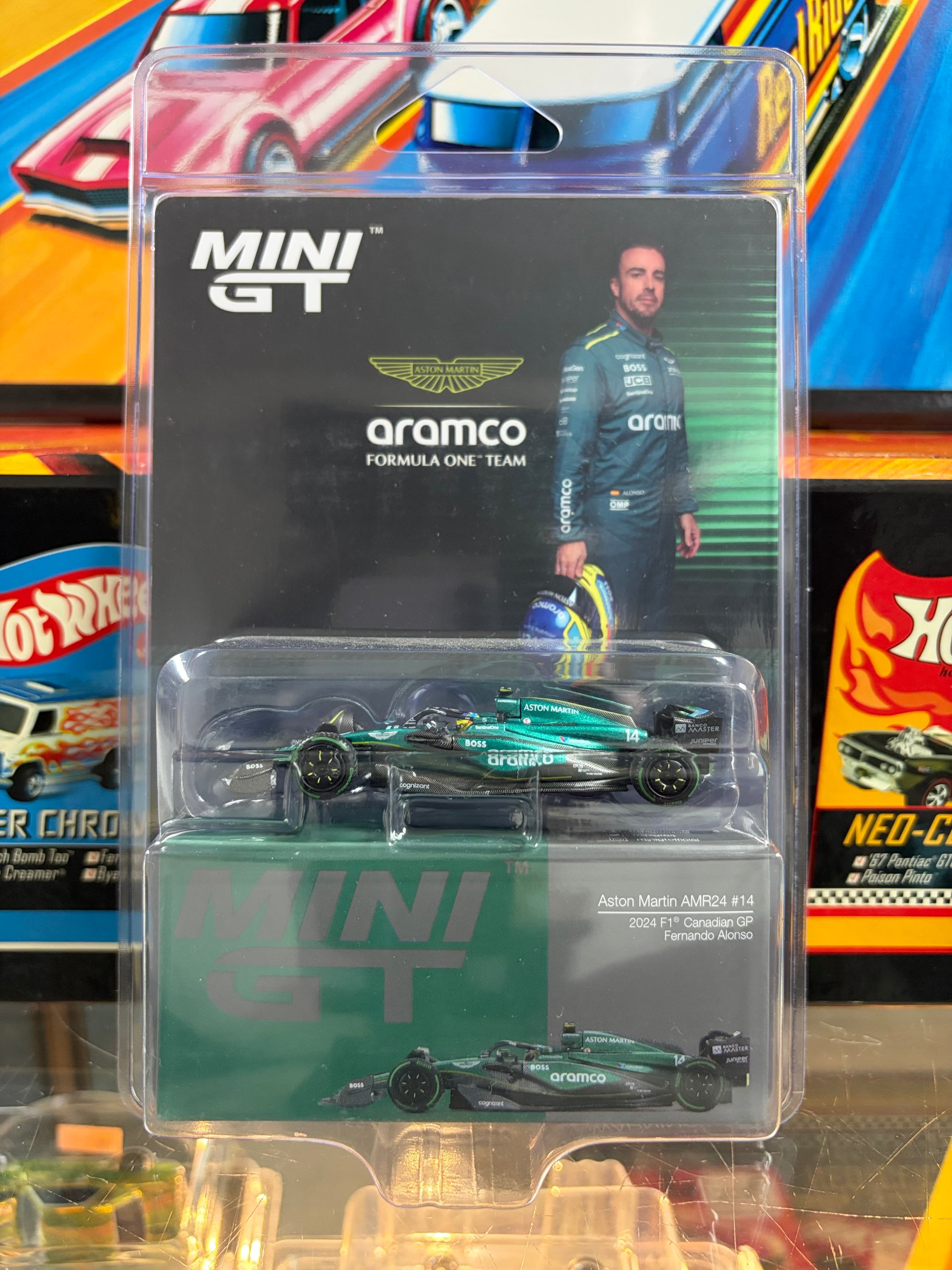 Mini GT #1113 1:64 Aston Martin AMR24 #14 Fernando Alonso 2024 F1 Canadian Grand Prix