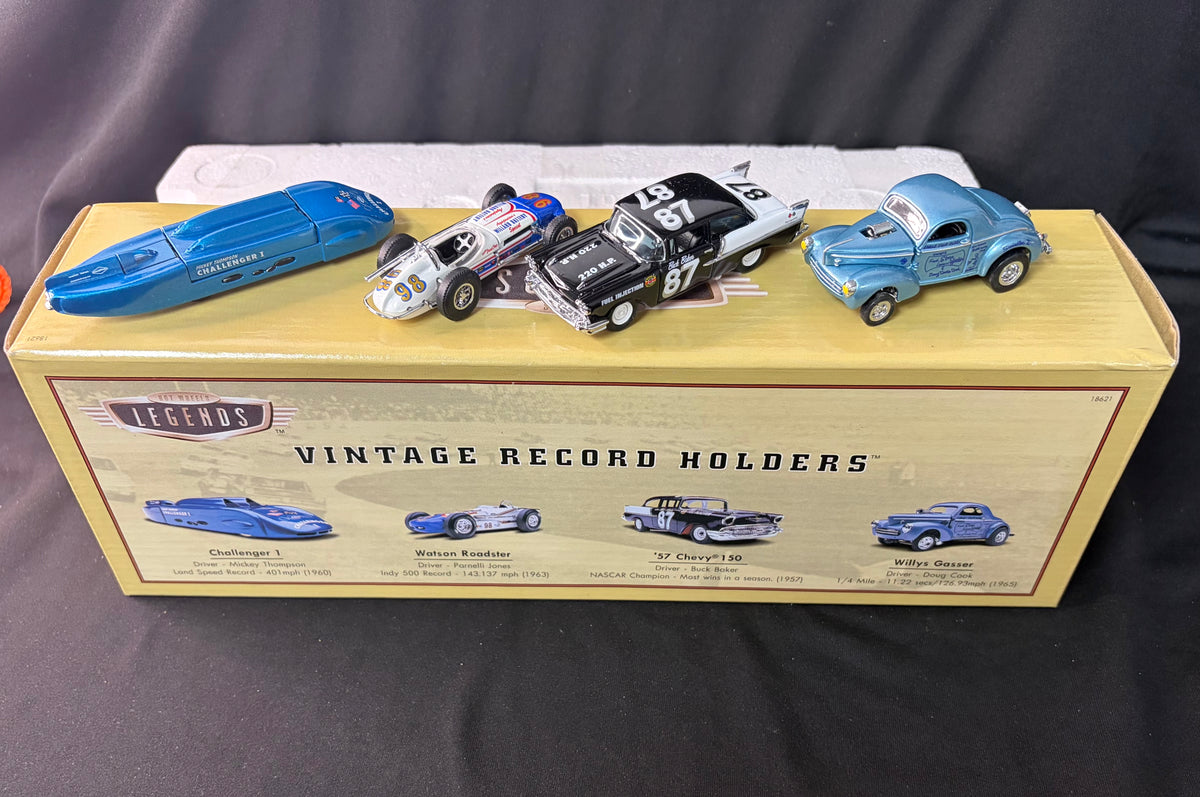 Hot Wheels '97 Legends Vintage Record Holders 4-Car w/ Case