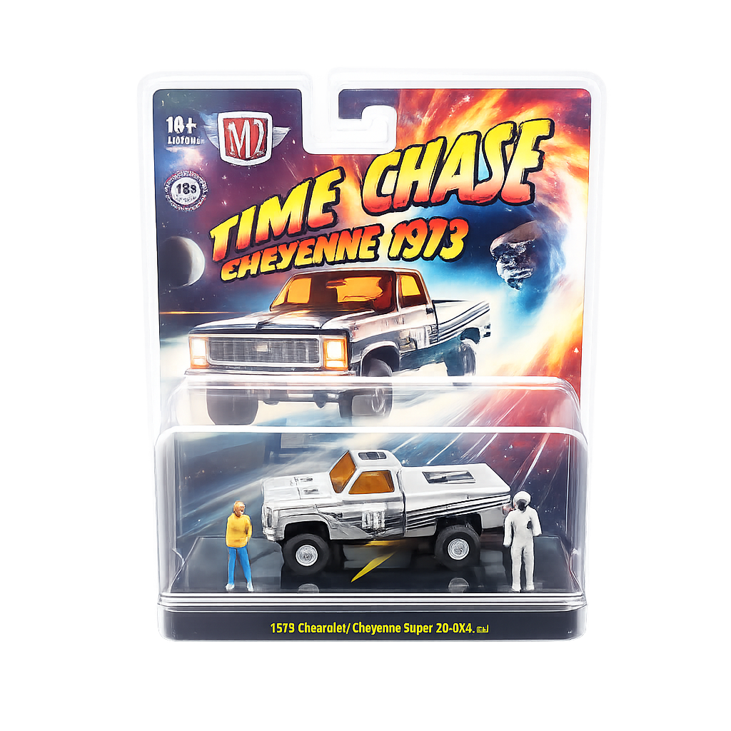 M2 Machines Diorama "Time Chase" - 1973 Chevrolet Cheyenne Super 20 4x4 with Two Figures