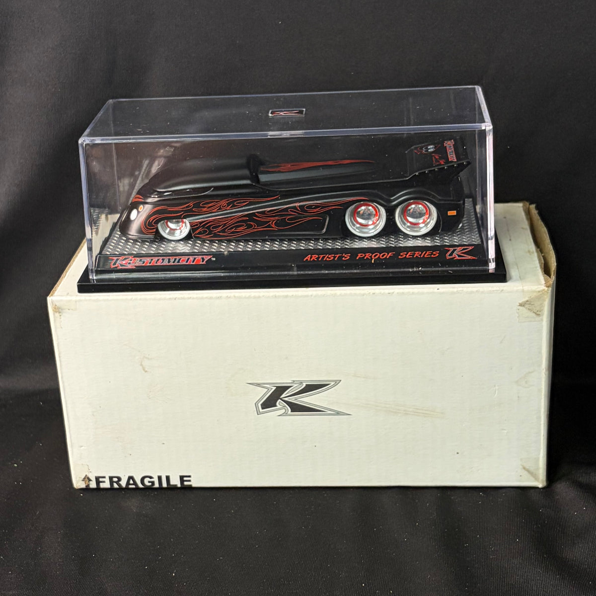 Kustomcity Artist Proof Series SS Drag Bus - Satin Black w/ Red Flames