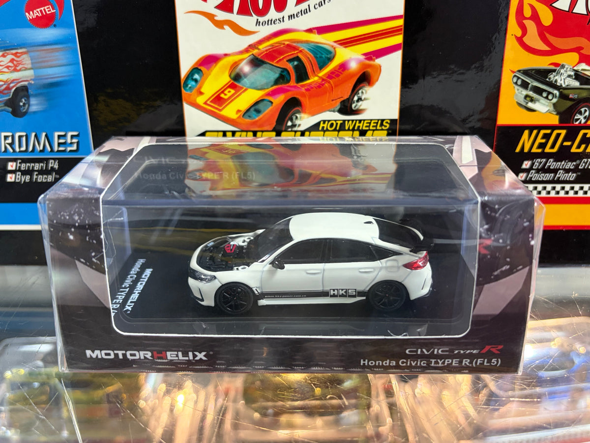 MotorHelix Honda Civic Type R (FL5) RHD "HKS" - White 1:64 Diecast Model