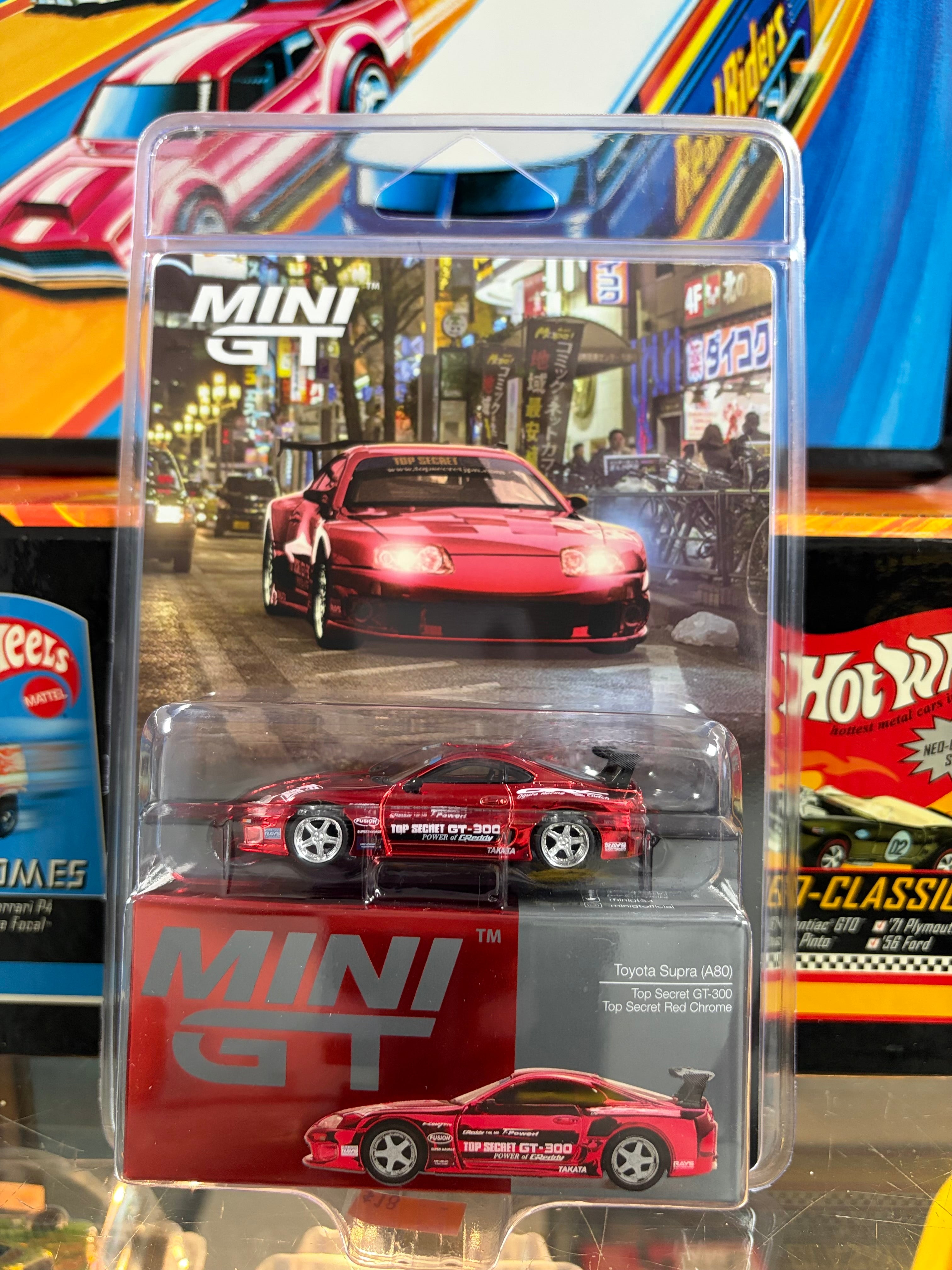 Mini GT #1132 Toyota Supra (A80) Top Secret GT-300 – Top Secret Red Chrome