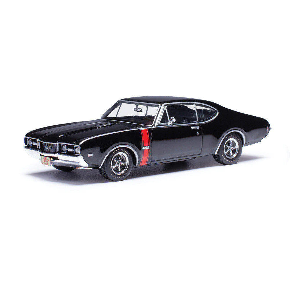 1968 Oldsmobile 442 W-30 - Ebony Black w/ Red Stripes 1:43 Scale IXO AMERICA