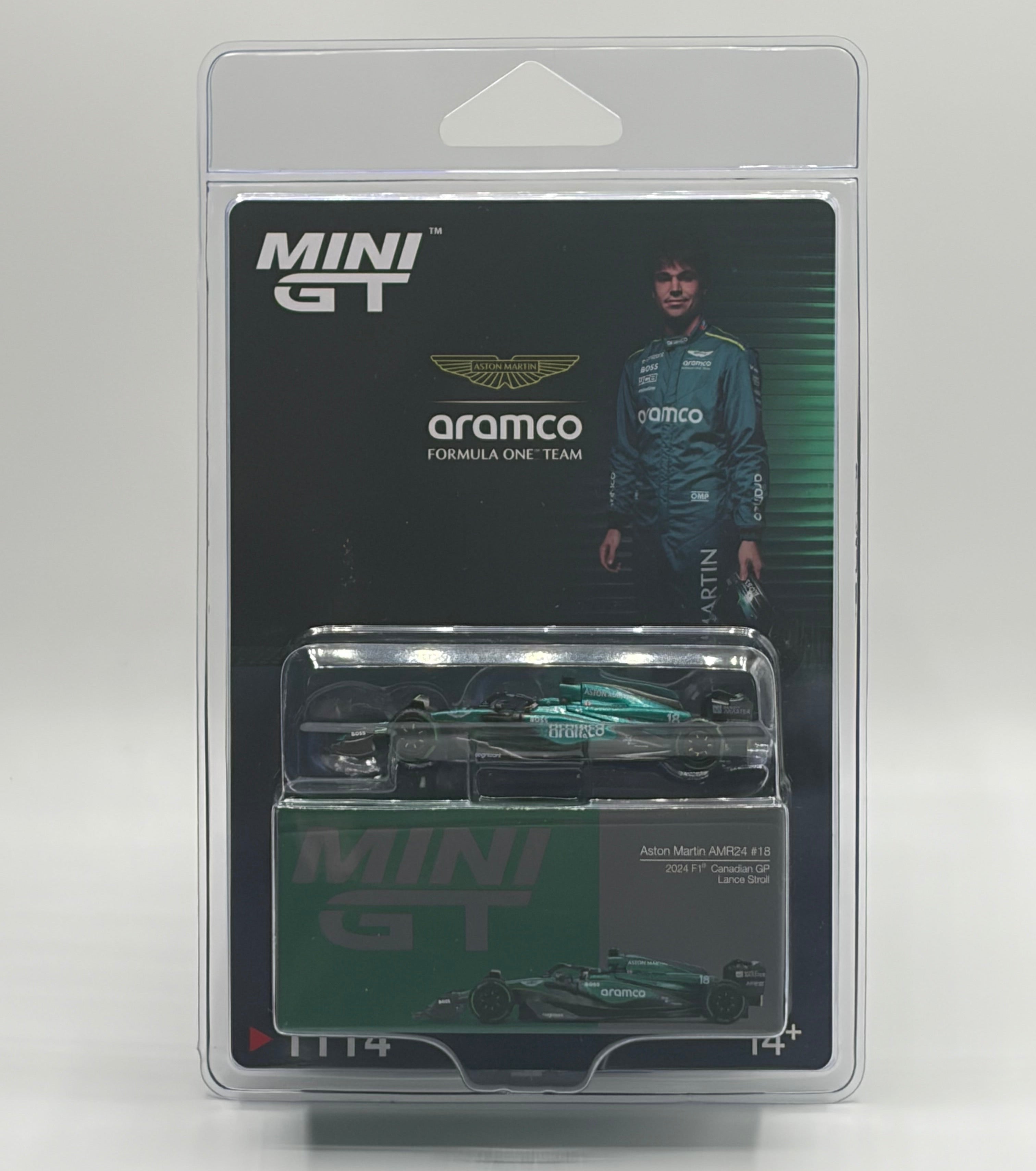 Mini GT 1114 Aston Martin AMR24 #18 Lance Stroll 2024 F1 Canadian Edition
