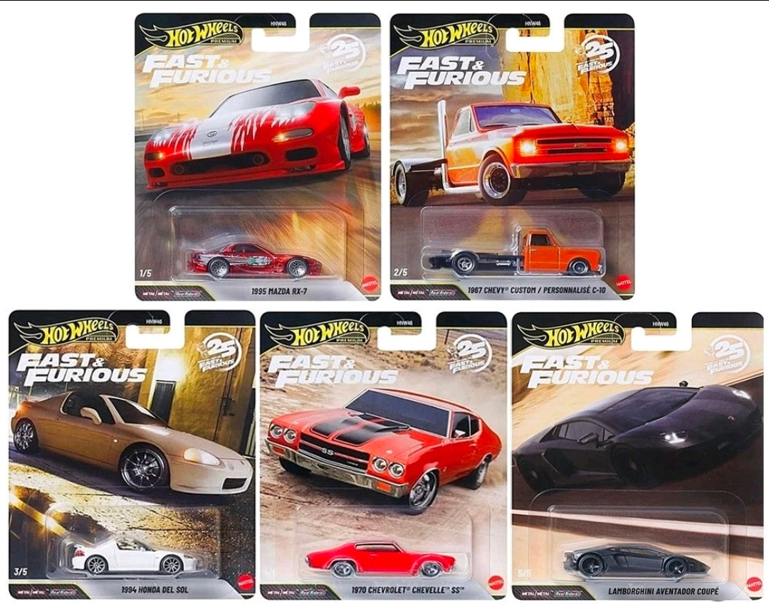 Hot Wheels Premium 2026 Fast & Furious 25th Anniversary Set of 10 Cars - Sealed Case
