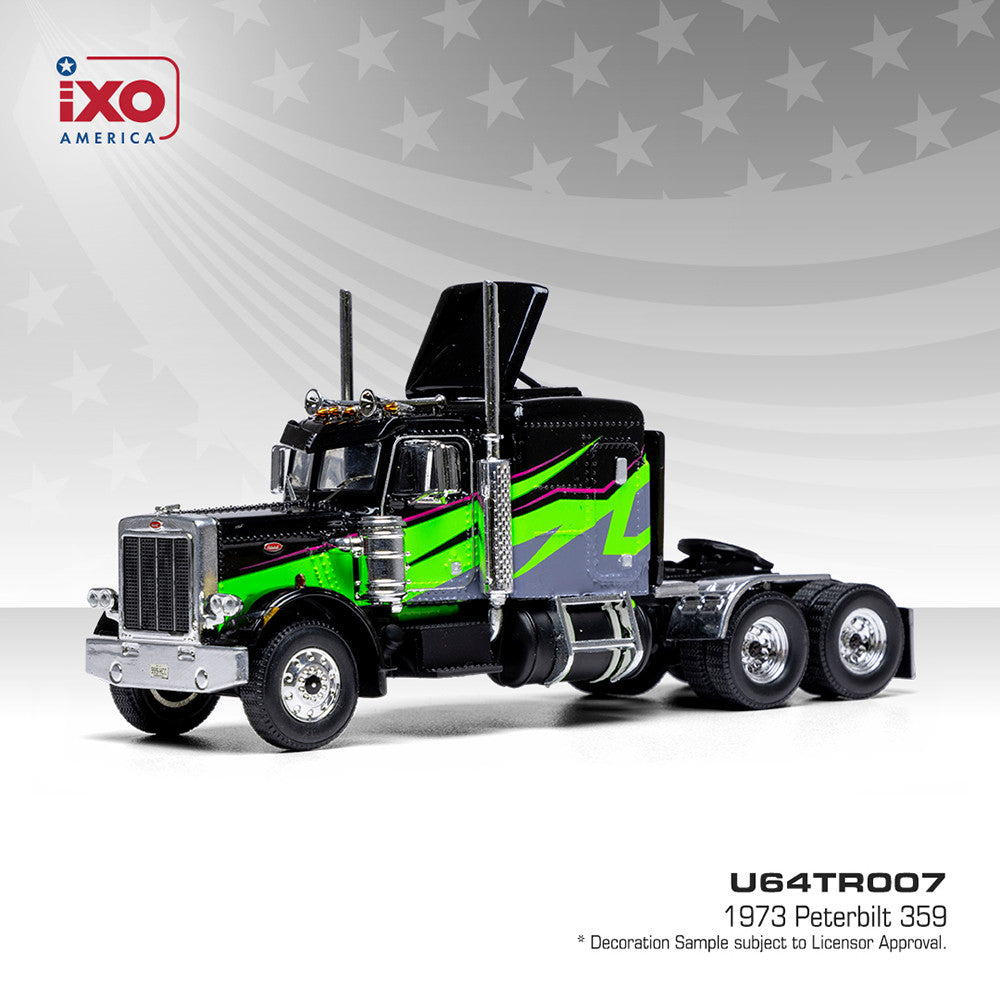 1:64 Scale 1973 Peterbilt 359 - Black and Lime