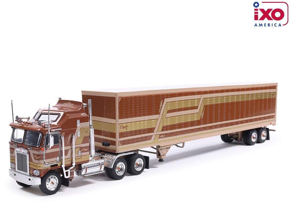 IXO Model 1976 Kenworth K100 Aerodyne - Brown with Modern Trailer