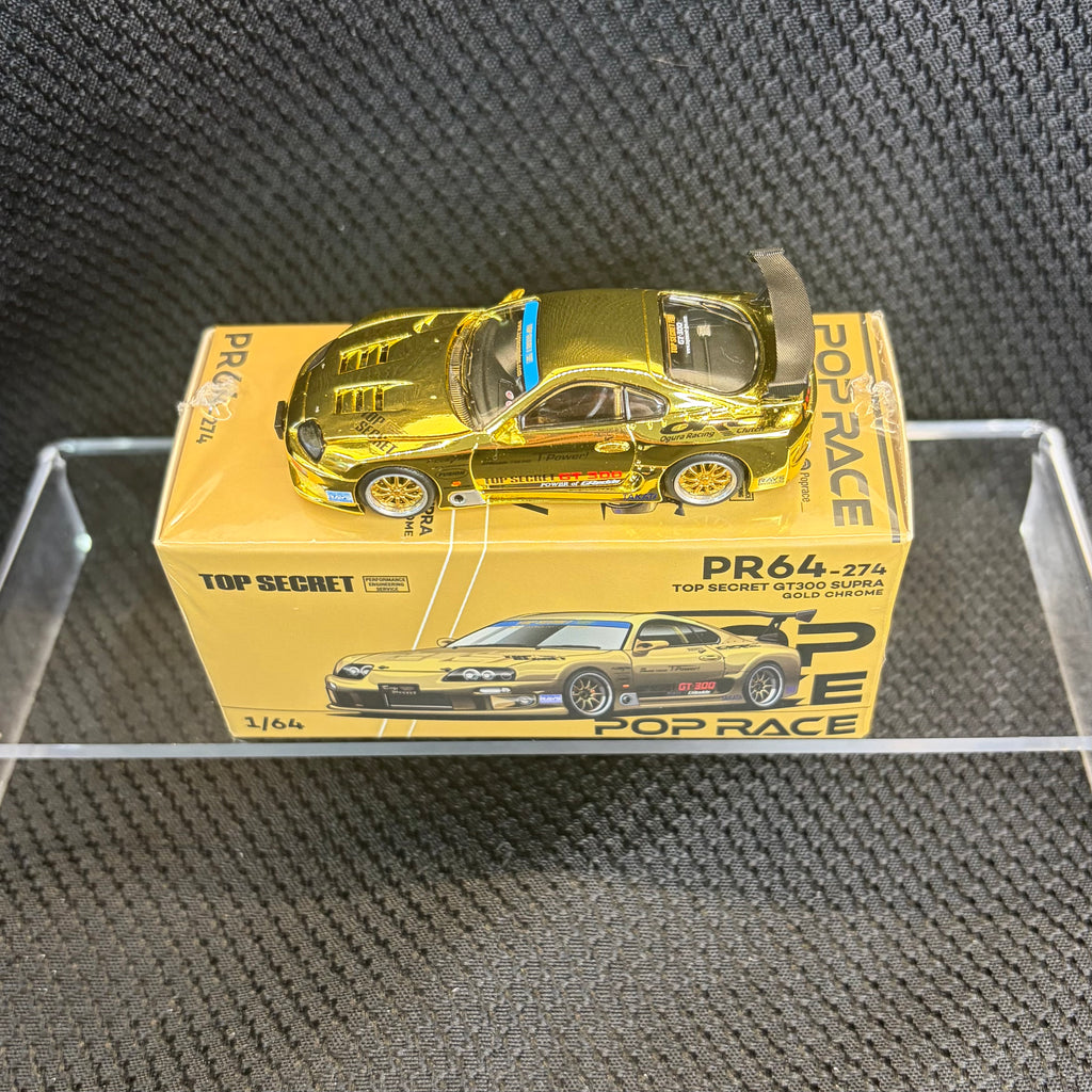 Pop Race Top Secret Toyota GT300 Supra Gold Chrome 1:64 PR64-274