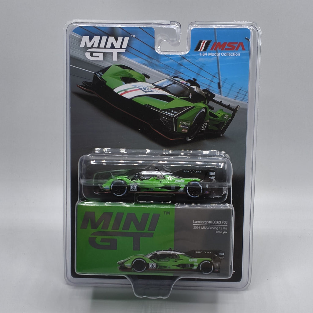 Mini GT #816 Lamborghini SC63 #63 Iron Lynx 2024 IMSA Sebring 12 Hrs