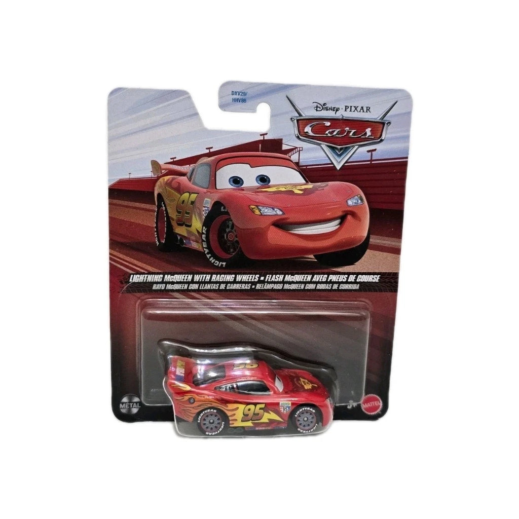 Disney Pixar Cars Lightning McQueen With Racing Wheels Diecast Mattel 1:55