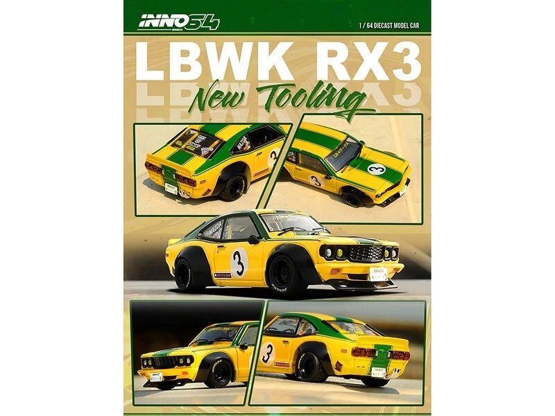 Inno64 Mazda RX-3 Savanna LBWK Yellow #3