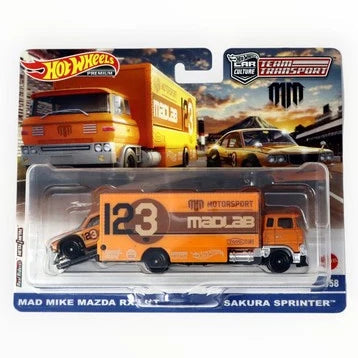 Hot Wheels Premium Team Transport #58 Mazda RX-3 GT with Sakura Sprinter